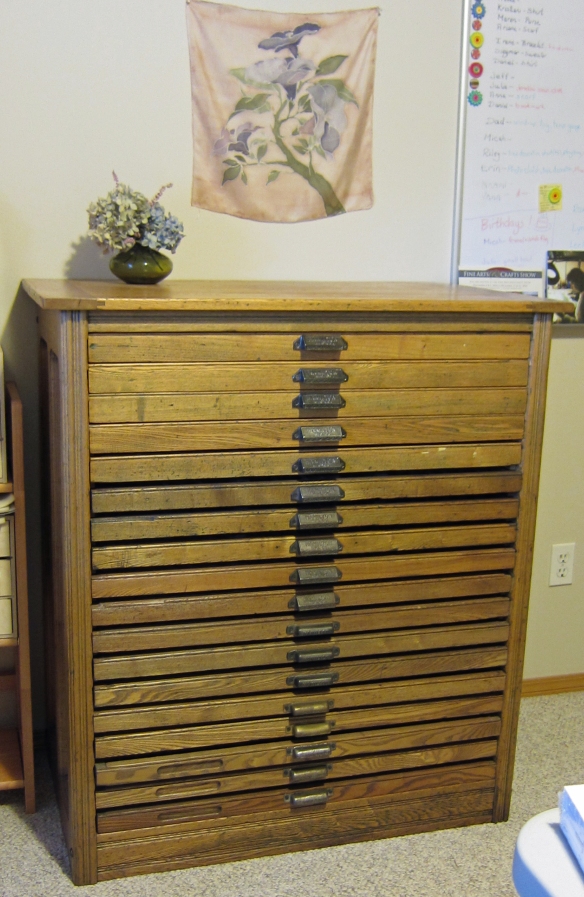 100 Year Old Hamilton Oak Printers Cabinet